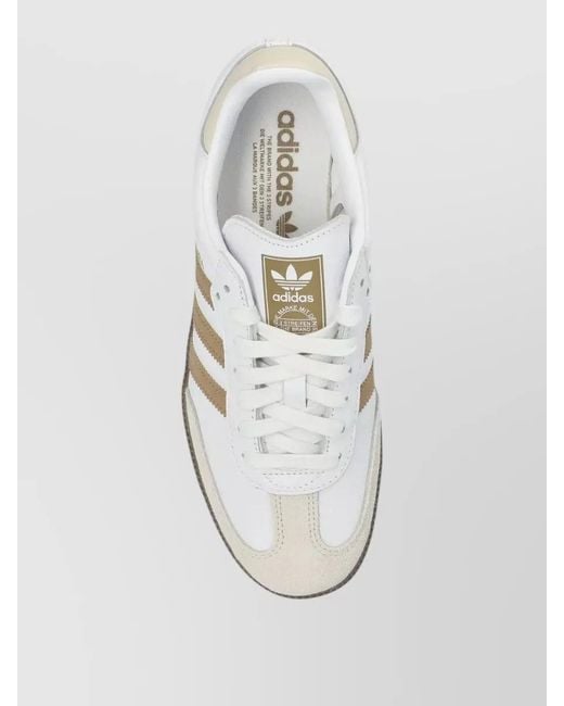 Adidas White Samba Lace Up Sneakers Leather Suede for men