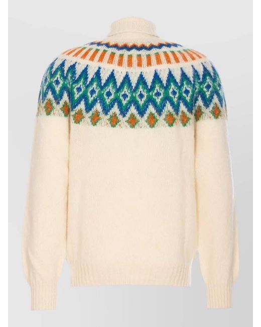 Howlin' By Morrison Blue Turtleneck High Neck Patterned Knit Sweater for men