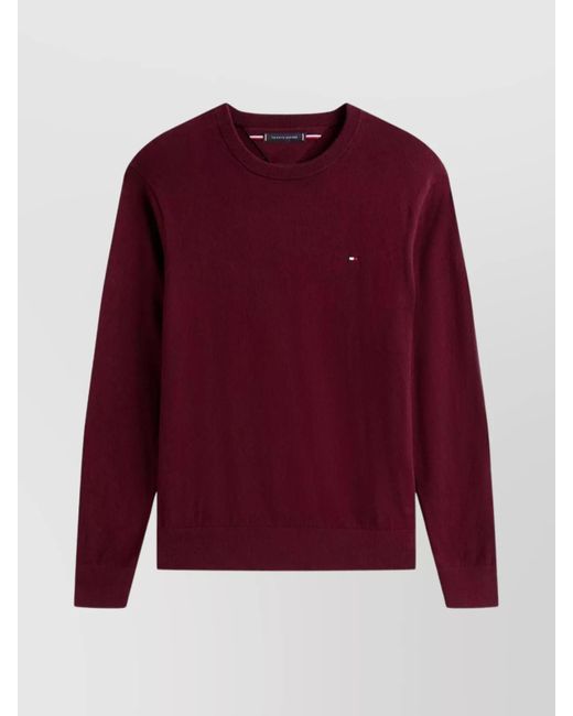 Tommy Hilfiger Red Long Sleeve Crew Neck Sweater for men