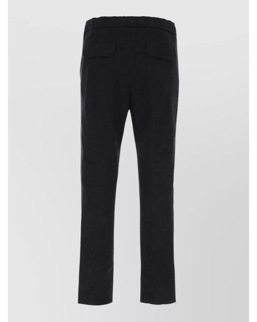 Etro Blue Cropped Cotton Pants Embroidered Back Pockets for men