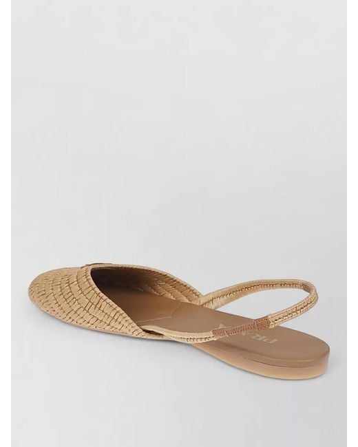 Prada Natural Woven Flat Sole Ballerina Sandals
