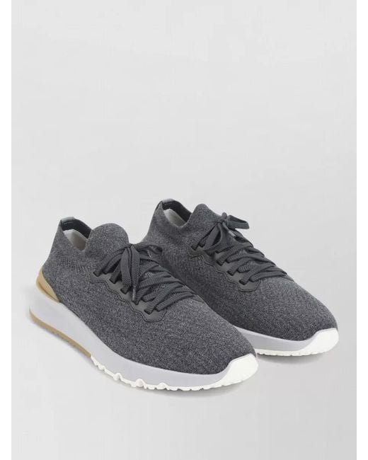Brunello Cucinelli Gray Lace Up Sneakers Round Toe Design for men