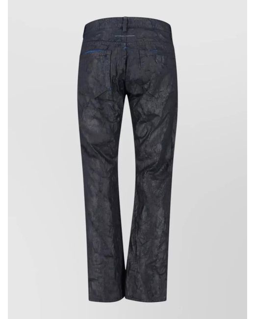 MM6 by Maison Margiela Blue Waxed Straight-Leg Trousers for men
