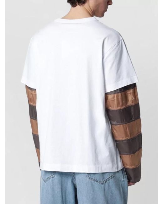 Dries Van Noten White Striped Sleeve T-Shirt for men