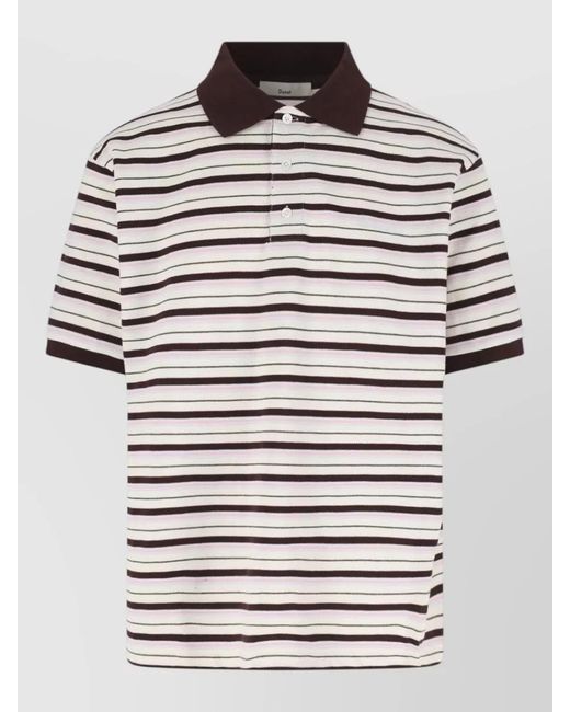 DUNST Gray Striped Polo Shirt Short Sleeves Casual