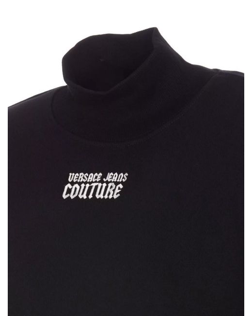 Versace Jeans Couture Blue Cotton Logo-Print Sweatshirt Dress