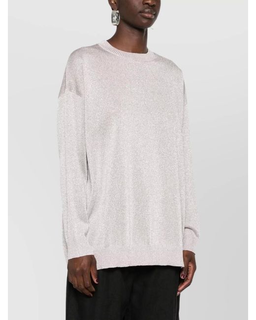 Missoni White Metallic Knit Crewneck Sweater