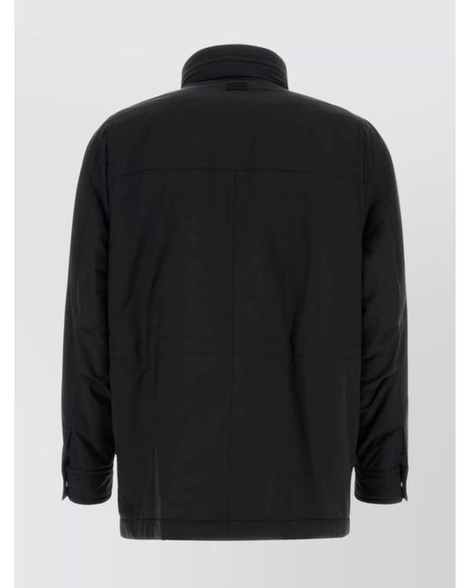 Ferragamo Black Wool Padded Jacket for men