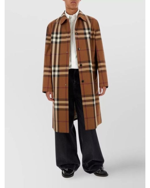 Burberry Brown Cotton Embroidered Reversible Trench Coat for men