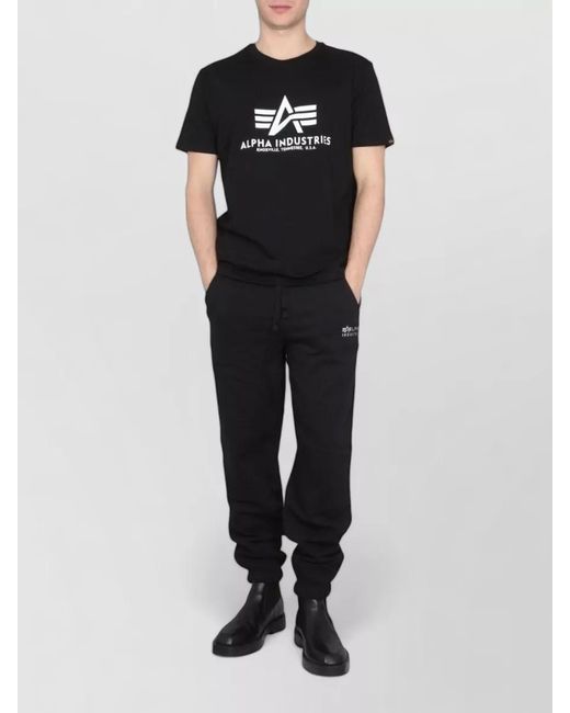 Alpha Industries Black Logo Crew Neck Short Sleeve T-Shirt for men