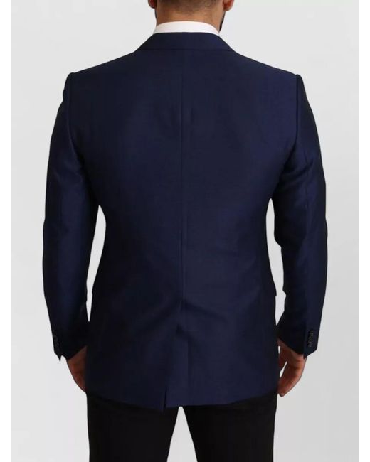 Dolce & Gabbana Blue Virgin Wool Slim-Fit Blazer for men