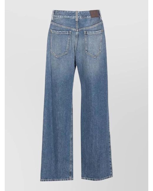 Brunello Cucinelli Blue Denim Trousers Contrast Stitching Belt Loops Pockets