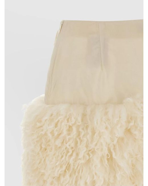 Moncler Natural Teddy Insert High-Waisted Skirt