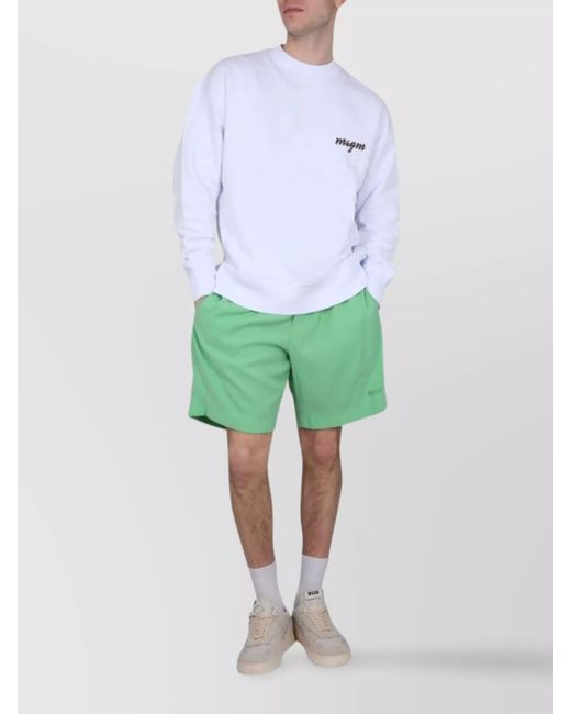MSGM Green Logo Crewneck Sweatshirt With Palm Tree Graphic for men