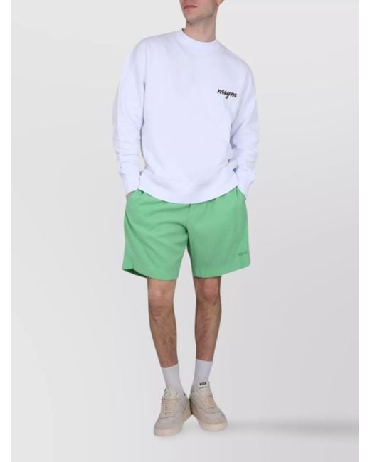 MSGM Green Ribbed Crewneck Sweatshirt for men