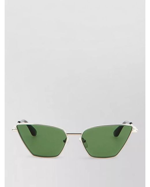 McQueen Green Cat Eye Metal Frame Slim Temples Sunglasses