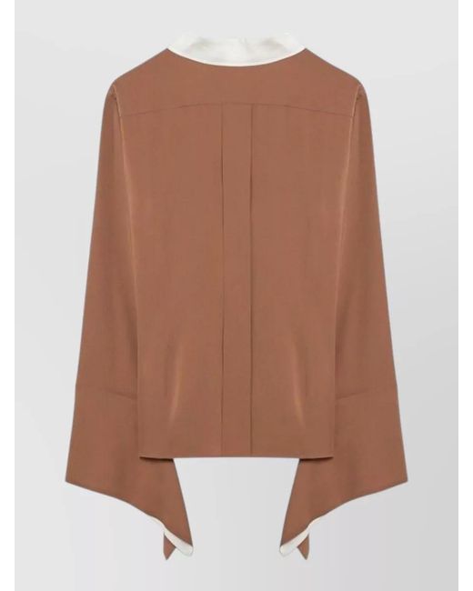 Max Mara Brown Top Contrast Collar And Draped Cuffs
