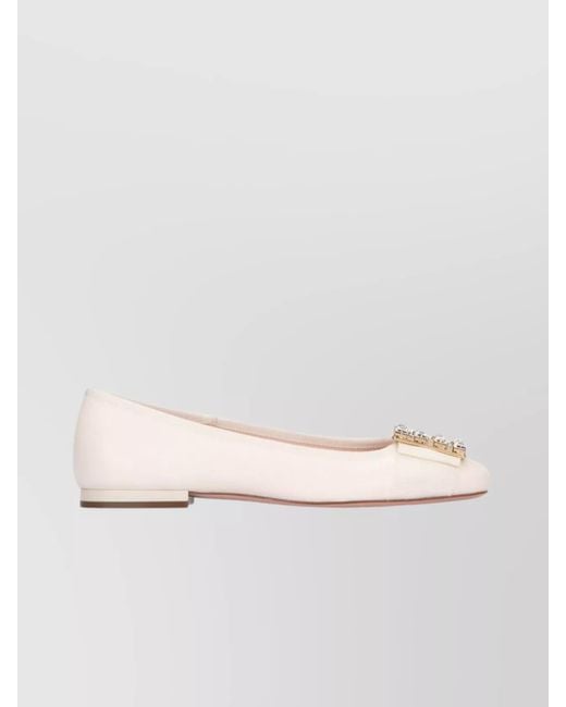 Roger Vivier Natural Leather Crystal-Embellished Ballerina Shoes