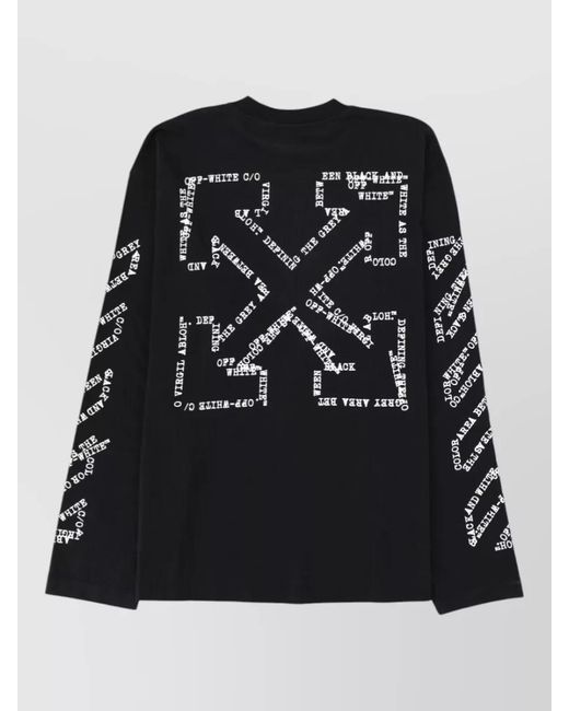 Off-White c/o Virgil Abloh Black Long Sleeve Graphic Crew Neck T Shirt for men