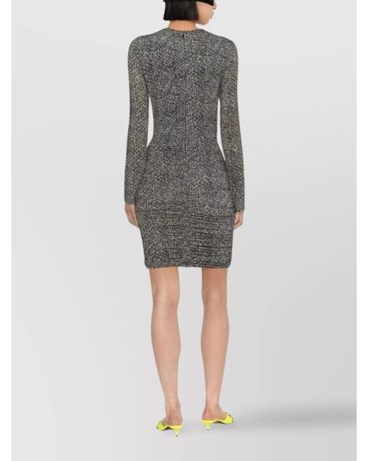 Isabel Marant Gray Cutout Gathered Long-Sleeve Mini Dress