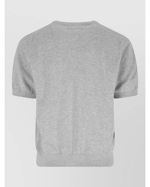 DUNST Gray Short Sleeve Crew Neck Knitwear Top