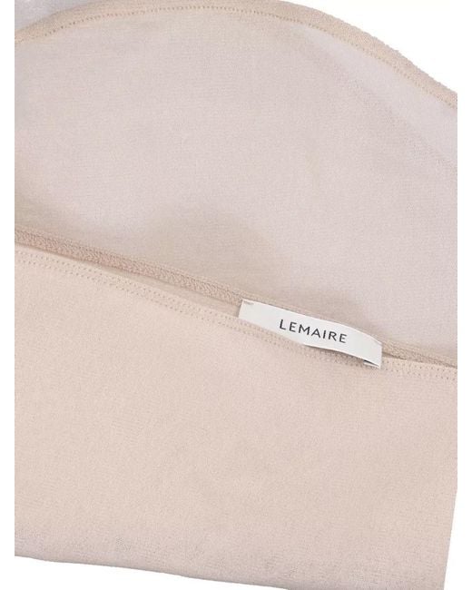 Lemaire Natural Sheer Ruched High Neck Long Sleeve Top