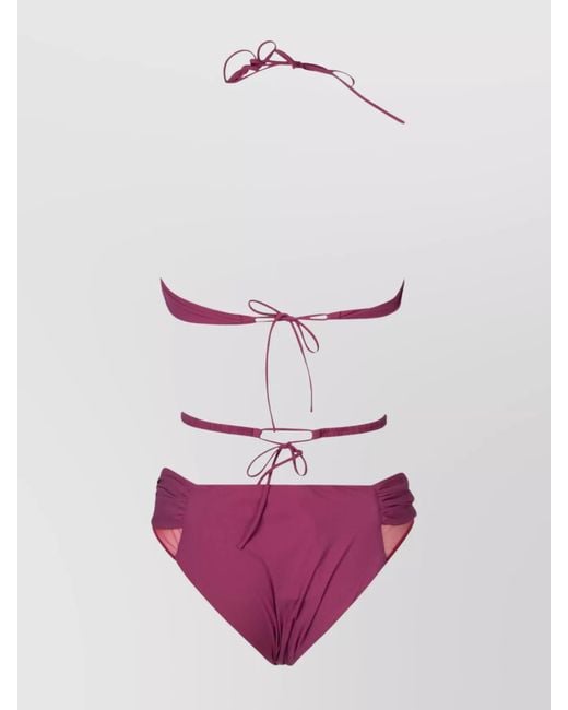 Nensi Dojaka Pink Gathered Swimsuit