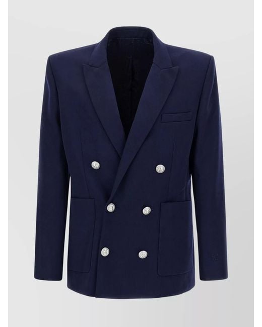 Balmain Blue Virgin Wool Blazer for men