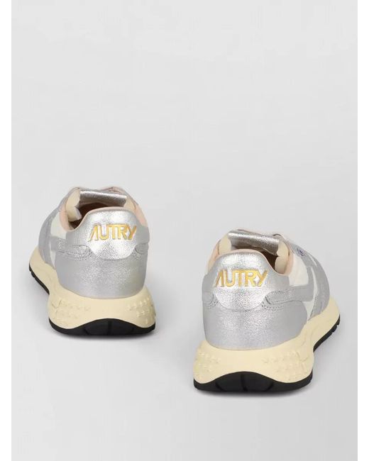 Autry White Reelwind Low Top Sneakers Metallic Finish