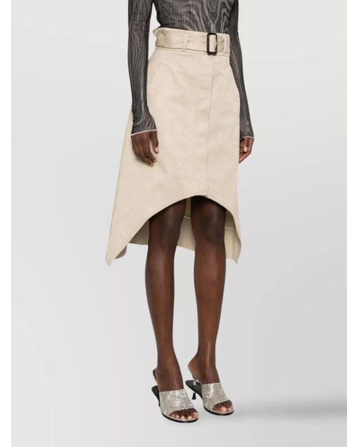 Givenchy Natural Cotton Belted Knee-Length Skirt