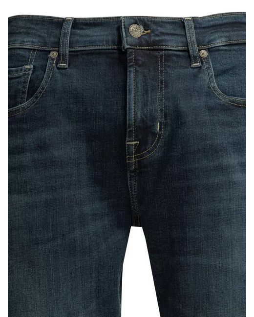 7 For All Mankind Blue Denim Jeans Belt Loops Contrast Stitching for men