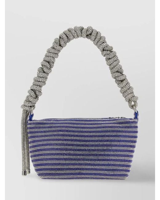 Kara Blue Crystal Mesh Shoulder Bag