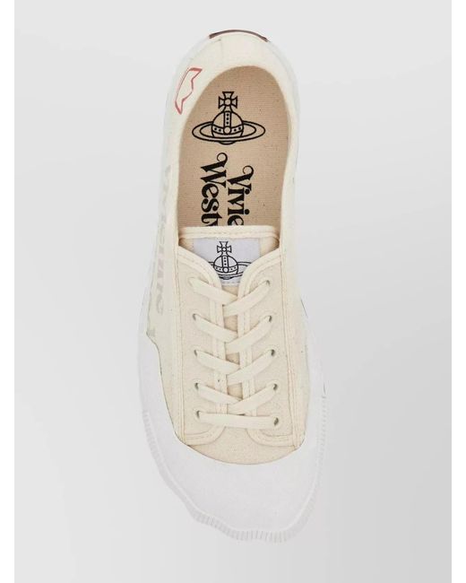 Vivienne Westwood White Logo Print Canvas Low-Top Sneakers for men