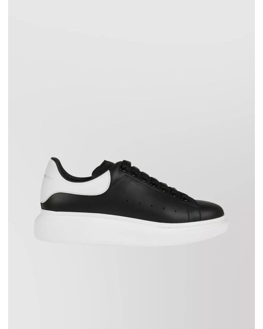 McQueen Black Leather Low-Top Sneakers for men