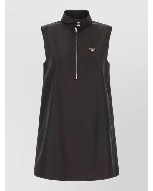 Prada Black Re Nylon A Line Mini Dress