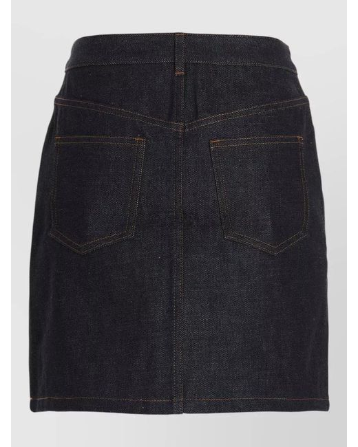 A.P.C. Black Denim Skirt Mid Length Utility Style Belt