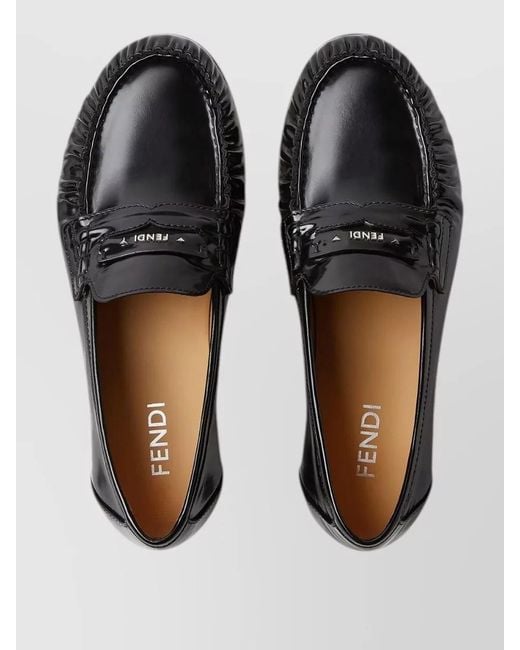 Fendi Gray Casual Loafers Rounded Toe Smooth Finish for men