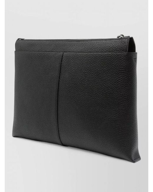 Tod's Black Leather Document Holder Pouch for men