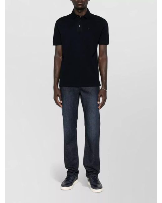 Emporio Armani Black Cotton Short-Sleeve Polo Shirt for men