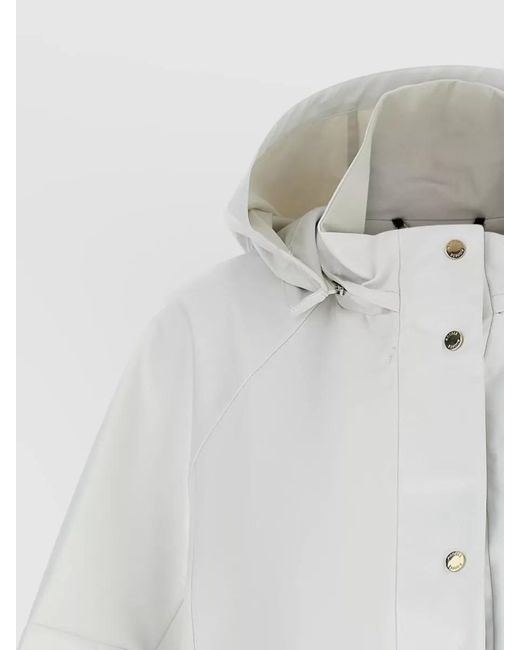 Moorer White Florida Hooded Jacket Mid Length Sleeves