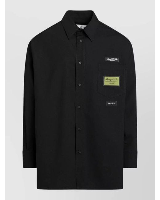 MM6 by Maison Margiela Black Shirt Long Sleeves Chest Pocket Detail for men