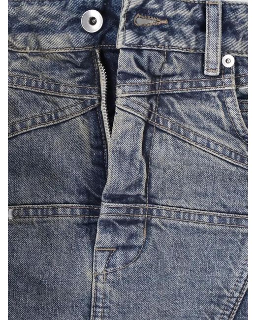 Rick Owens Blue Midi Denim Skirt