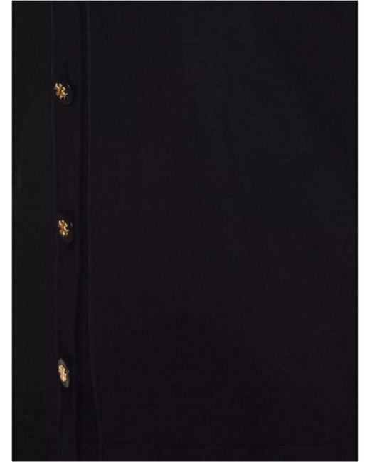 Tory Burch Black Signature Double T Wool-Silk Blend Knit Top