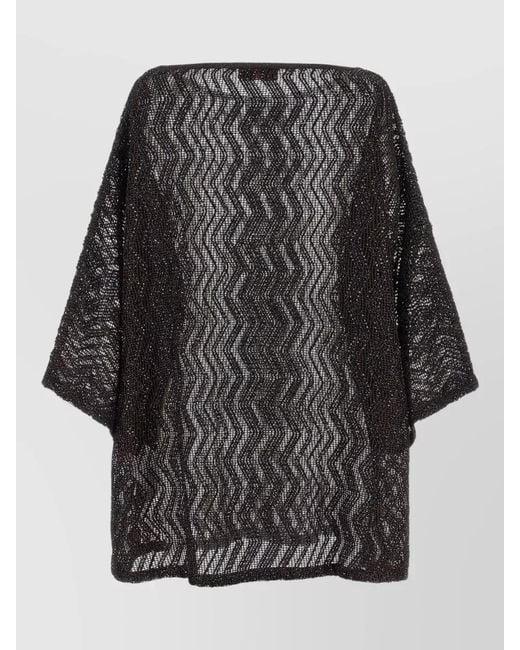 Missoni Black Knit Dress Zigzag Mesh Metallic Thread