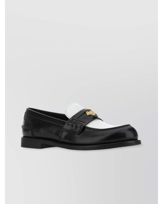 Miu Miu Black Two-Tone Leather Loafers