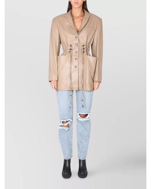 The Mannei White Leather Blazer Dress