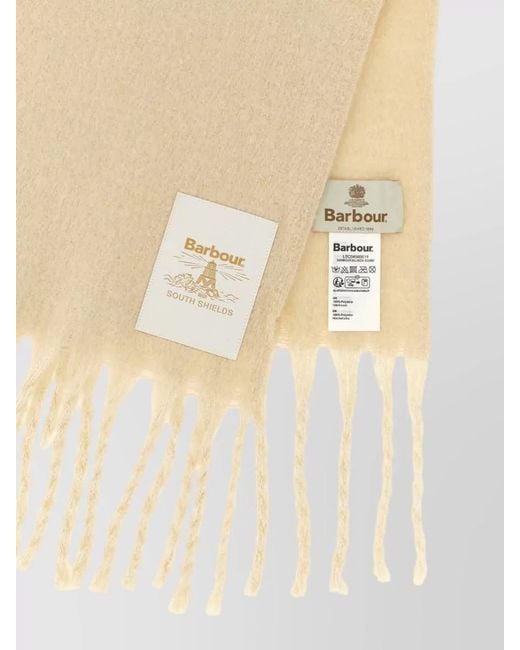 Barbour Natural Ellison Scarf Fringe Detail Neutral Texture