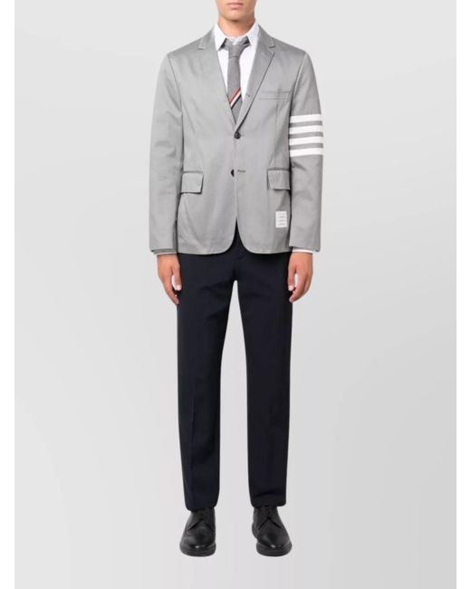 Thom Browne White Cotton Shirt With Curved Hem And Button-Down Collar for men