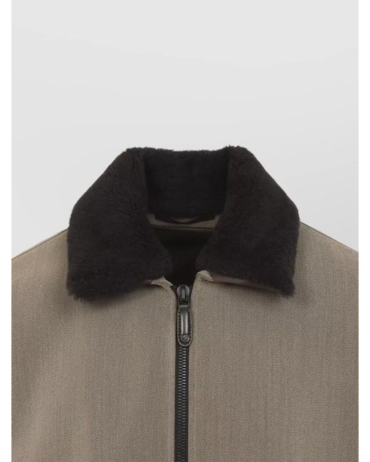 Giorgio Armani Brown Shearling Collar Padded Blouson Jacket for men