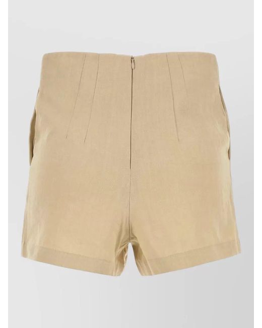 LeKasha Natural Linen Ezbet Shorts Pleated Front Design